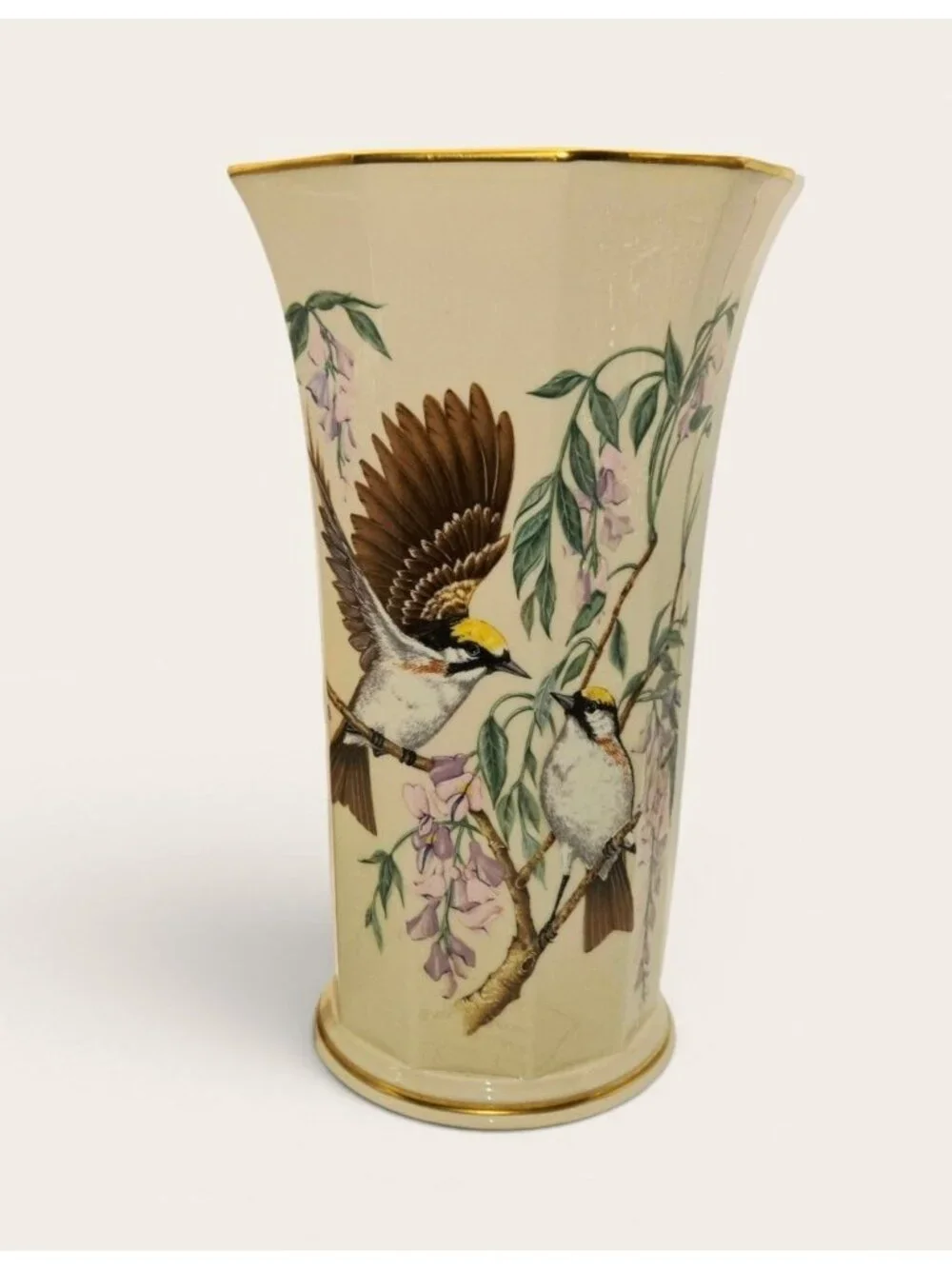 The Jefferson Vase By Lenox Presidential Garden Collection Bird & Wisteria Art,